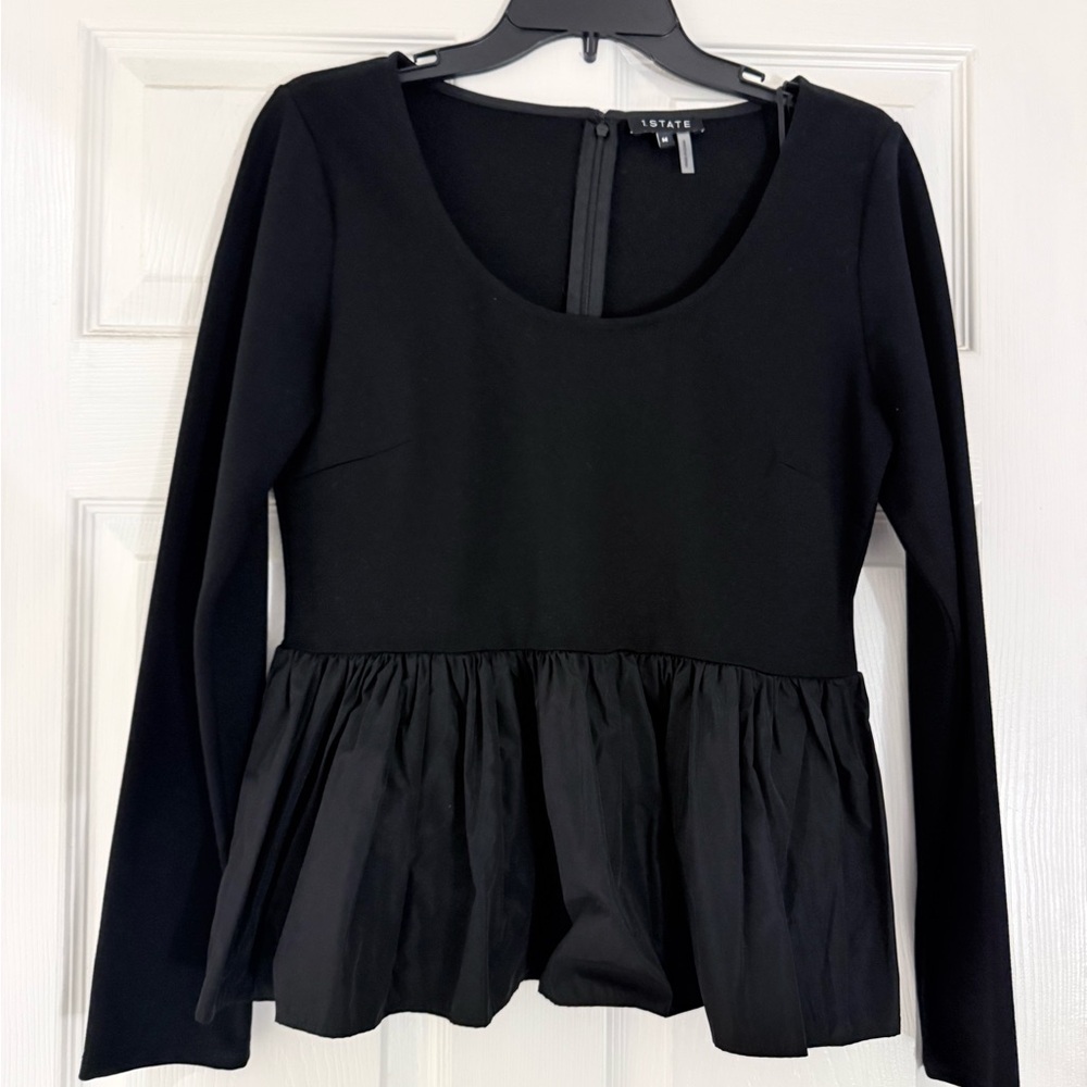 STATE Elegant Black Long Sleeve Blouse
